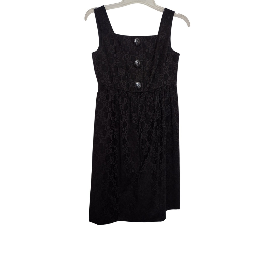 Donna Morgan Women's Sz 6 Black Dress Sleeveless Open Back Elegant Button Accent